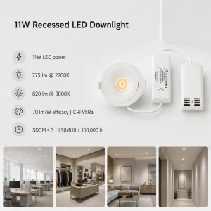 Indoor Adjustable 12w IP54 Dimmable Cob LED Recessed Downlights Bright for Shopping Mall Retail Project