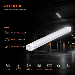 Indoor Aluminum Tube LED Tri proof Light IP65 22W 75W CCT 3000K 6500K Flexible Combination for Parking Lot