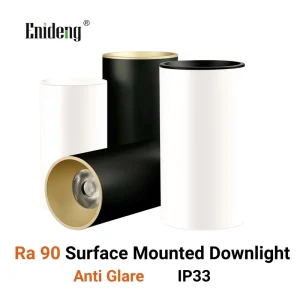 Indoor Anti Glare Surface Mounted LED Downlight IP33 Ceiling Spotlight High CRI 90 COB Round Aluminum Cylinder Luminaires