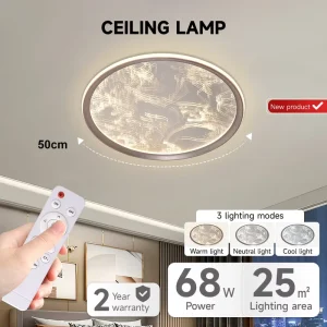 Indoor Bedroom Ceiling Lamp Modern Acrylic 68W Remote Control Dimming Intelligent Led Ceiling Light