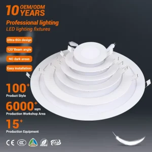 Indoor Commercial Lighting Round Square Ceiling Recessed Panel Lamp 3w 6w 9w 12w 15w 18w 24w SMD Led Slim Panel Light