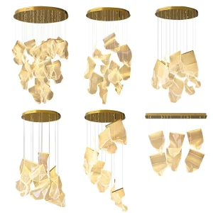 Indoor Decoration Custom Large Acrylic Pendant Light Fixture Modern LED Chandelier