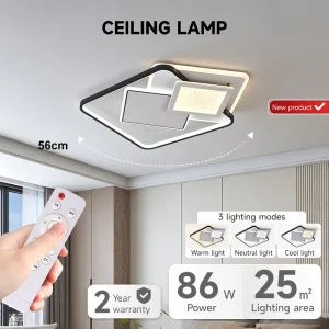 Indoor Decorative Ceiling Lamp 86W Living Room Acrylic Iron Material Remote Control Smart Modern LED Ceiling Light