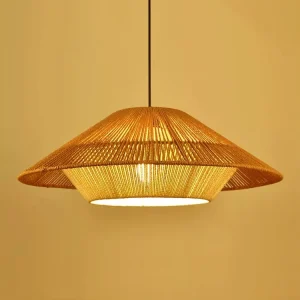 Indoor E27 Chandeliers & Pendant Lights with Rope Woven Lampshade