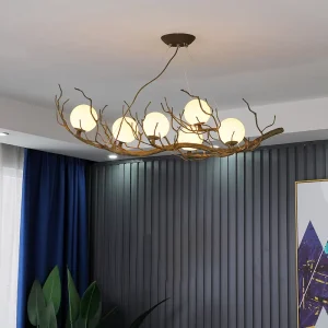 Indoor Hotel Lobby Villa Decoration Retro Simulation Tree LED Chandelier Pendant Light