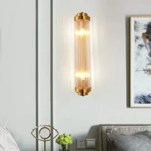 Indoor Modern Antique Brass Crystal Glass Wall Mounted Lamp for Living Room Hotel Bathroom