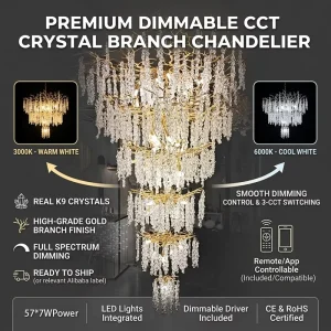 Indoor Modern Crystal Chandelier for Living Room Hotel Use LED Gold Plated Pendant Light Adjustable Height