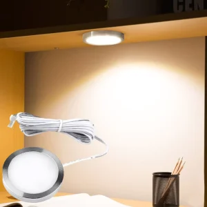 Indoor Night Lighting RV Round Under Cabinet Lights 12V LED Puck Light for Closet Shelf Kitchen