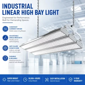 Indoor Pickleball Court Light Anti Glare Adjustable Linear High Bay LED Fixture for Tennis Badminton Gyms and Sports Halls
