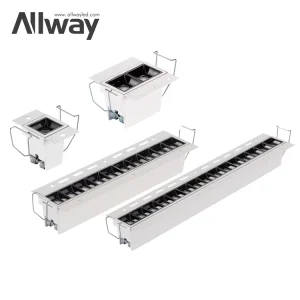 Indoor Recessed Ceiling LED Linear Downlight Modern Aluminum Customizable Wattage Dimmable 30000 Hours Lifespan AC 85 265V