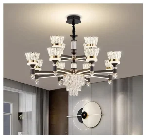 Indoor Restaurant Chandeliers Pendant Lights Modern Luxury Hotel Living Room Home Office Iron Crystal Adjustable Height Dimmable