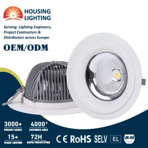 Indoor Spotlight Aluminum White Frame 18W 220V COB LED Downlight with 60 Degree Beam Angle IP20 Dimmable for Home Office