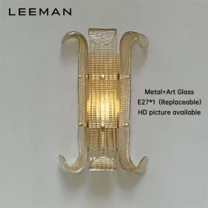 Indoor Wall Lamp Light Fixture Gold Art Glass Wall Sconce for Living Room Bedroom Staircase Bathroom Vanity Lighting