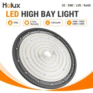 Industrial 100W 150W 200W 240W 130lm W IP65 Aluminum Motion Sensor 5 Year Warranty Warehouse UFO LED High Bay Light