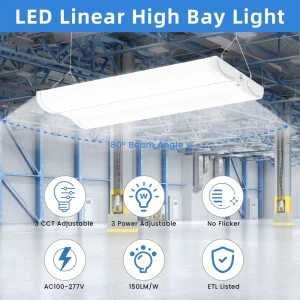 Industrial 2FT 4FT LED Linear High Bay Fixture High Lumen 100W 320W Warehouse Workshop Lighting ETL Listed