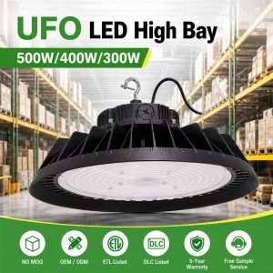 Industrial 5 Years Warranty 500W UFO Light LED Highbay 150LM/W Aluminum 3CCT 3Power Tunable UFO LED High Bay Light for Warehouse