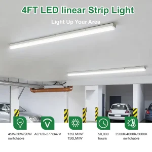 Industrial CCT Adjustable Super Bright IP44 LED Linear Light for Warehouse Office Indoor Luminaire