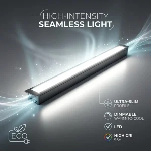 Industrial Dimmable LED Under Cabinet Linear Light Plastic Shade Embedded Aluminum Profile CCT Selectable 2700K 6000K YB1017 11