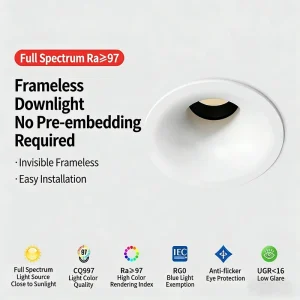 Industrial LED Aluminum Embedded Invisible Frameless Indoor Ceiling Light Anti Glare Dimmable High CRI 98 3 Year 120