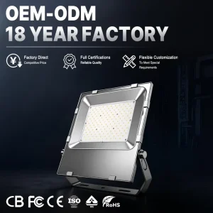 Industrial LED Flood Light 100W 3000K-6500K Selectable High Brightness IP65 5-Year Warranty Adjustable Beam Angle for Warehouse