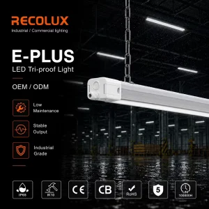 Industrial LED Tri Proof Light IP65 IK10 165lm W DALI 0 10V Dimming for Wet Location 5 Year Warranty CRI 80 90