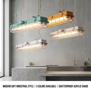 Industrial Linear Pendant 5 Colors White Black Green Cream 69/100/130cm T8 LED Iron Acrylic Bar Lamp for Loft