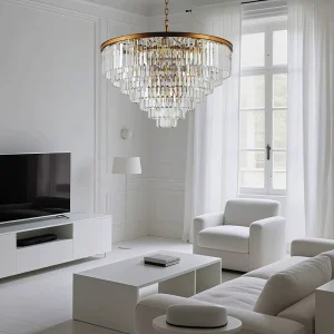 Industrial Modern Crystal Chandeliers Pendant Lights Round Glass Ceiling Light for Living Room Restaurant Dining Room