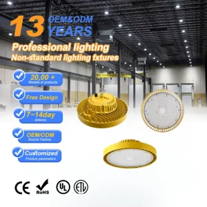Industrial Outdoor High Bay Light 100W/150W/200W IP65 Aluminum PC Wide Voltage High Lumen Dimmable 5000K Daylight