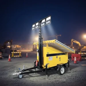 Industrial Outdoor Mobile and Efficient Lighting Solution Solar LED Light Tower with Solar Panel