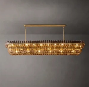 Industrial Vintage Two-Tier Glass Hanging Light Retro Pendant Light Large Chandelier for Dining Room Kitchen Island