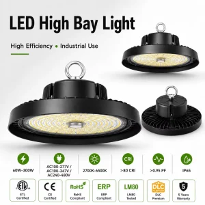 Industrial Warehouse UFO LED High Bay Light 60W-240W Range Aluminum Body IP65 Rating SMD2835 for Factory Indoor Workshop 150W