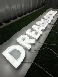 Influencer Style Stainless Steel Illuminated Letter Sign Custom Matte Jelly Finish Acrylic Double Sided LED Lightbox Advertising