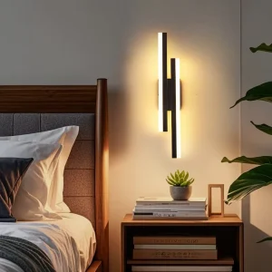 Influencer style Modern Linear LED Wall Lamp for Hotel Room Master Bedroom Bedside Reading Light with Acrylic Strip Design