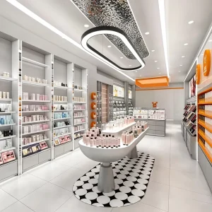 Integrated Black White Orange LED Lighting Waterproof Beauty Shop Display Cabinet Set for Retail Stores