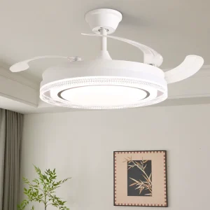 Integrated Ceiling Fan Light Fixture LED Remote Control Modern Simple Design ABS Material 220V for Bedroom Restaurant Use