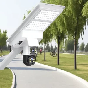 Integrated Solar LED Street Light IP65 Waterproof Motion Sensor Remote Control Dual Screen HD Camera 4G 12-16 Hours Lighting