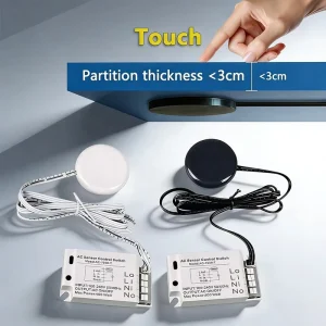 Intelligent 3CM Wooden Board LED Cabinet Light 110V 220V Dimming Control Wardrobe Interior Touch Switch Mini Connector