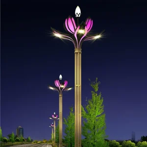 Intelligent Landscape Lighting Purple Color Smart City Lighting Street Light Pole Magnolia Lamp with Smart Features