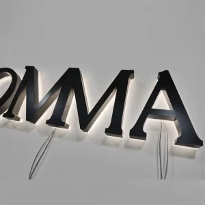 Interior Finish Brushed Metal Backlit LED Sign Custom Free Artwork Design for Indoor Wall Brand Logo Signage