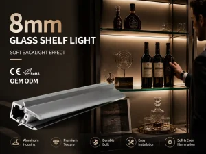 Invisible LED Cabinet Lights for Display Case with Aluminum Profile and Plastic Shade Eco Friendly Dimmable YB2001 25