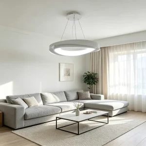 Iron Acrylic LED Pendant Chandelier Remote Control White Finish for Home Office Dining Bedroom Children’s Rooms