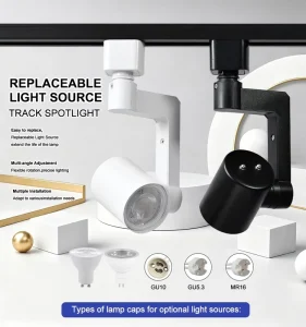 Iron Cylinder Replace Bulb LED Track Housing GU10 MR16 GU5.3 Adjust Rotate Rail Spot ON OFF Switch for Retail Commercial Shop