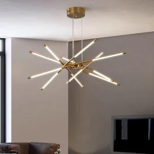Iron LED Tube Chandelier Living Room Bedroom Dining Room Kitchen Modern Home Decoration Hanging Light Dimmable Remote Control