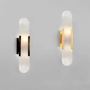 Iron Natural Marble Modern LED Wall Sconce Lamp Dimmable Indoor Bedside Wall Light for Living Room Bedroom Hallway Stairs