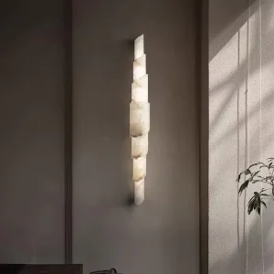 Italian Design Spanish Alabaster Wall Sconce Long Layered Marble LED Lamp for Villa Living Room Hallway