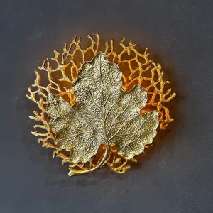 Italian Inspired Light Luxury Style Pure Copper Maple Leaf LED Wall Lamp for Corridor Staircase Living Room