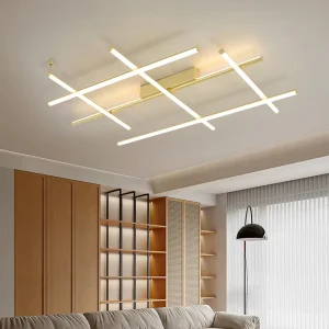 Italian Line Ceiling Light Hang Modern Minimalist Round 6 Pole LED Ceiling Lamp Decorate Villa Stair Hotel Living Room