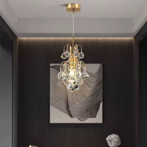 Italian Luxury K9 Crystal Ball Chandelier Gold Small Pendant Light for Bedroom Dining Room Hanging Lights