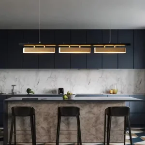 Italian Luxury Restaurant Pendant Light Simple Creative Living Room Strip Hanging Lamp Senior Black+copper Chandelier