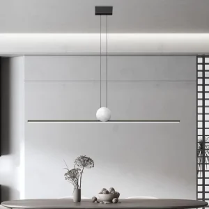 Italian Minimalist Acrylic Linear Dining Room Pendant Light Nordic Simple Modern Bar Island Lamp Project Installation